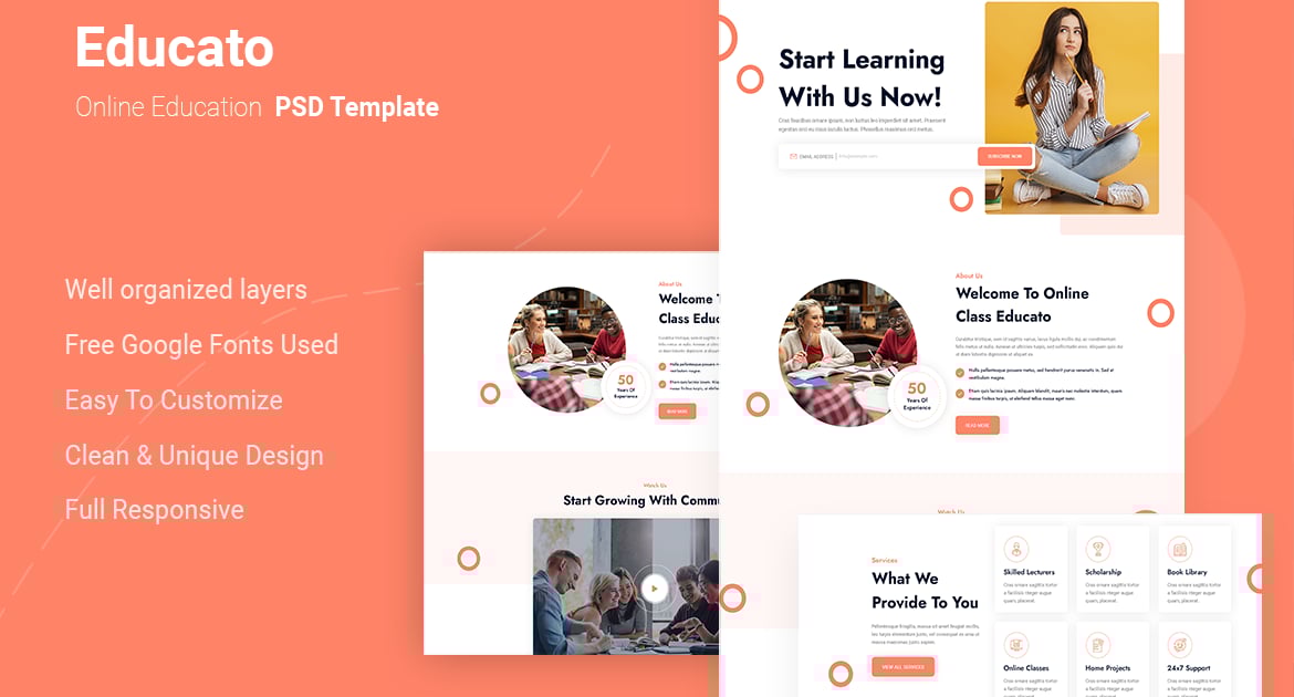 Educato – 教育 PSD 模板
