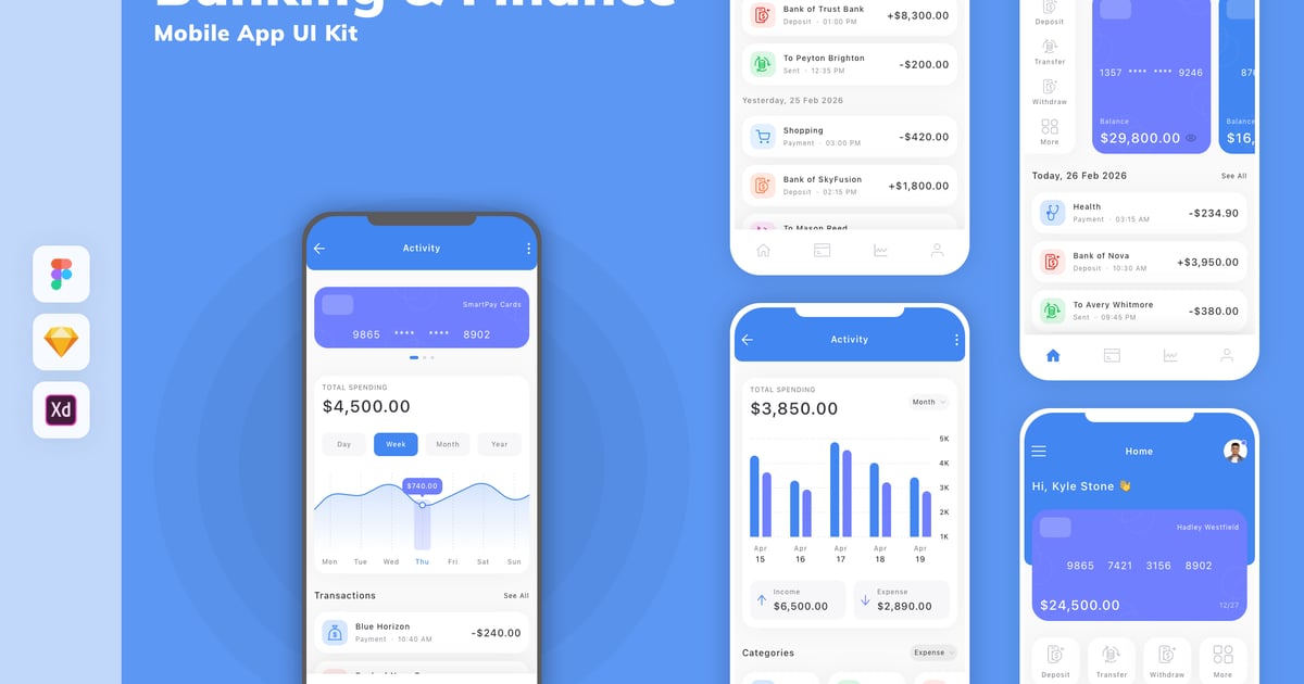 银行与金融移动应用 UI 套件