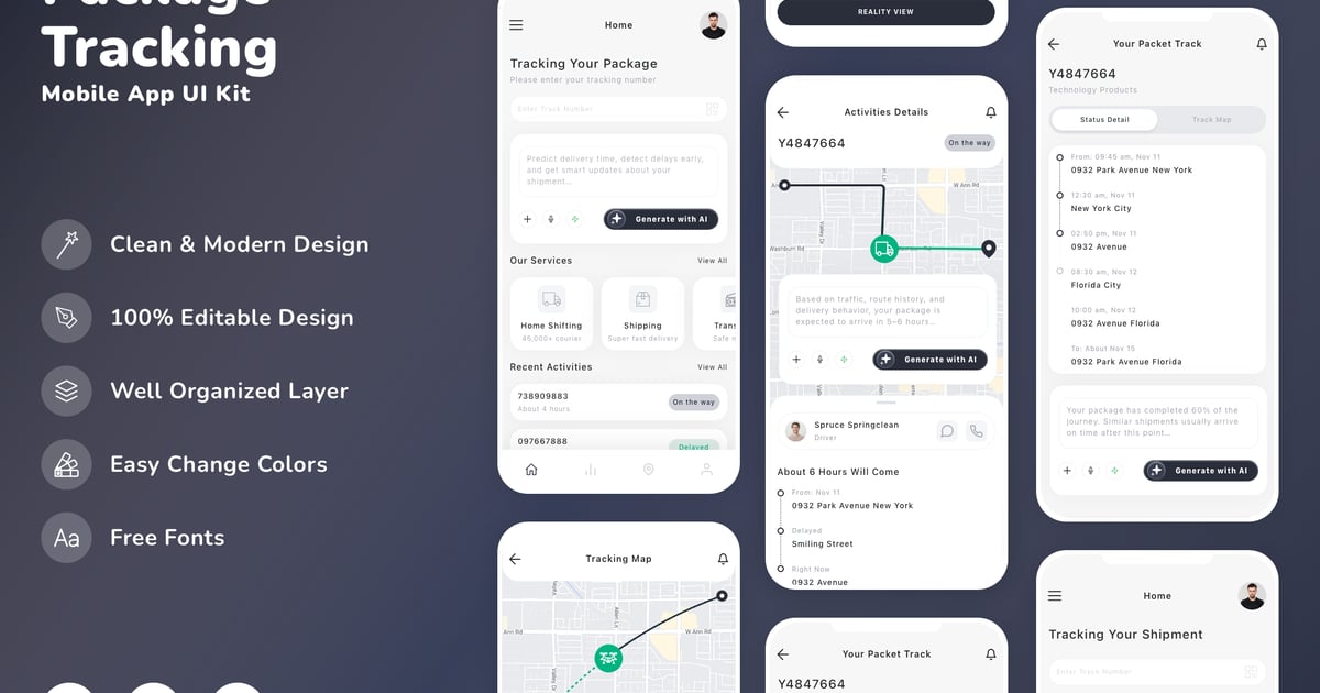 包裹追踪移动应用 UI 套件