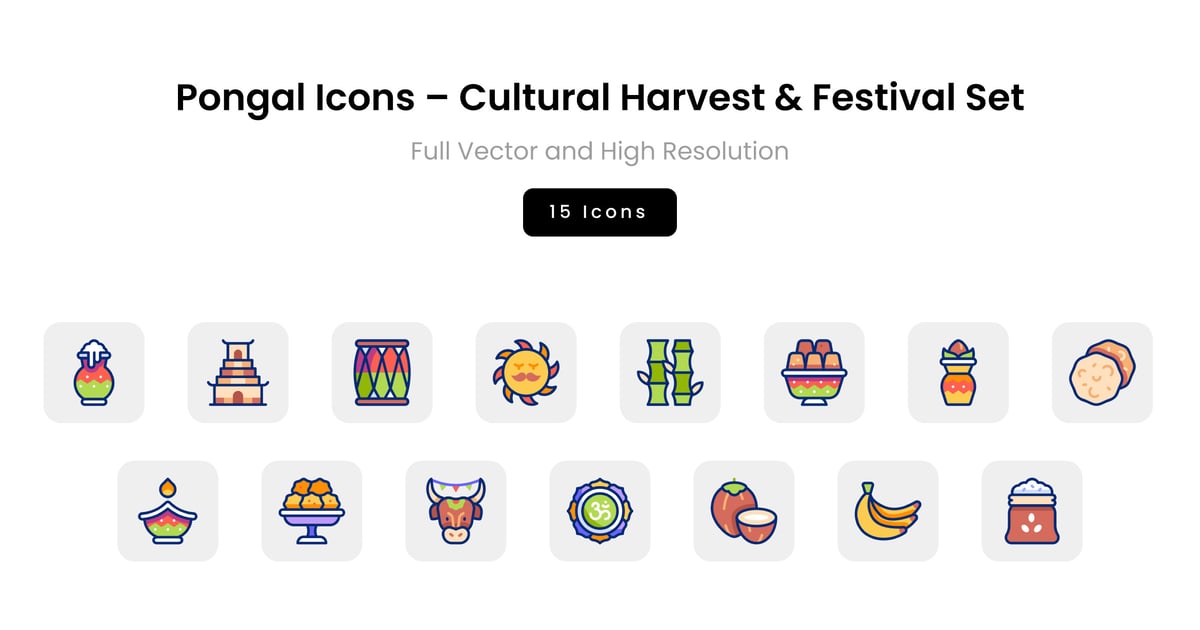 丰收节图标 – 文化丰收与节日套装