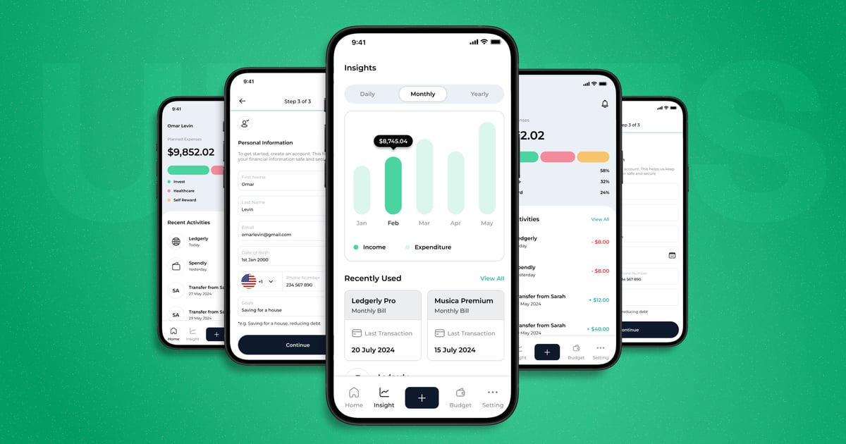 个人支出追踪器 – 移动应用 UI 套件
