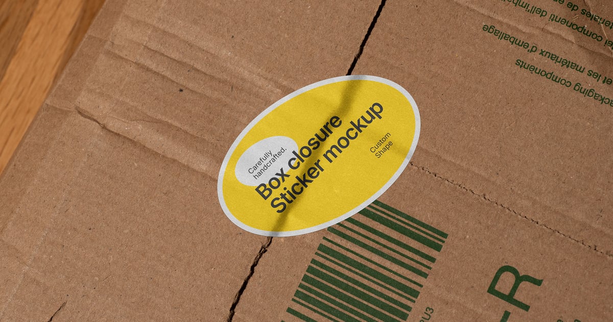 包装盒封口贴纸样机