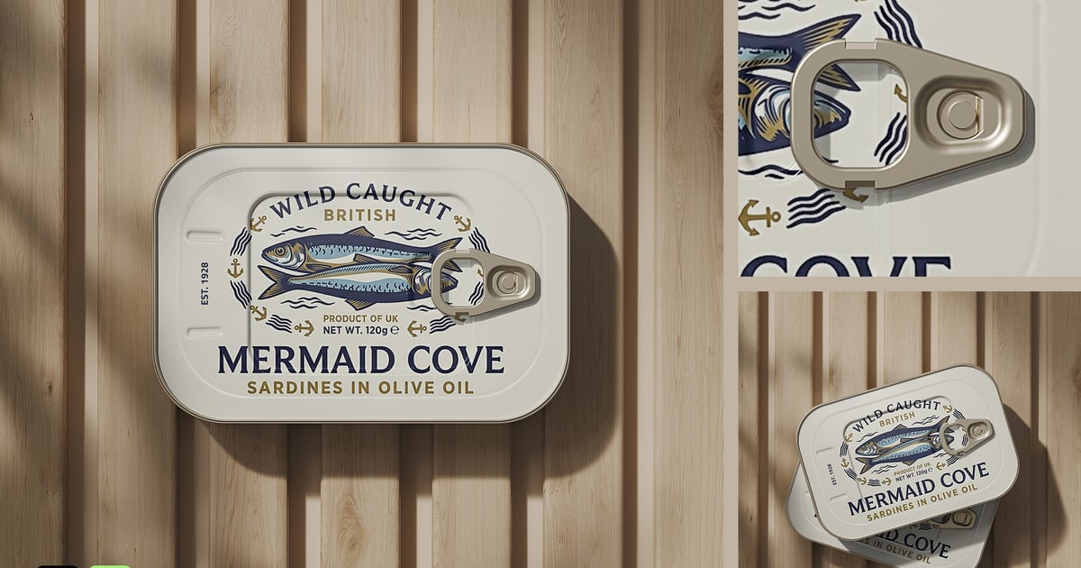 带拉环的金属食品罐模型