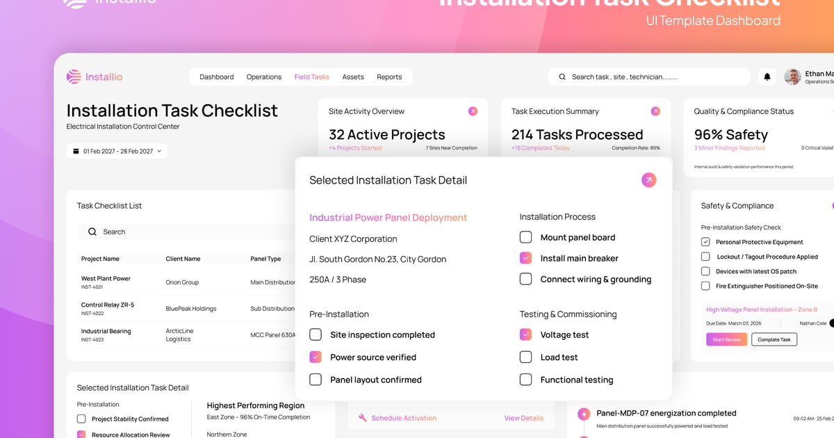 Installio – 安装任务清单仪表盘