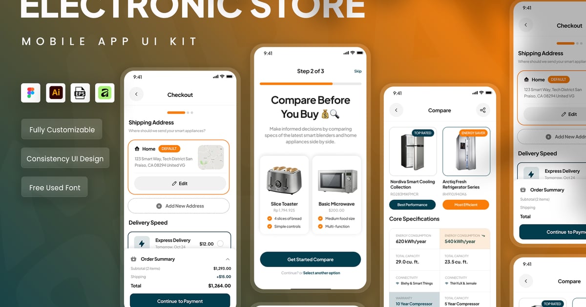 电子商店移动应用 UI 套件
