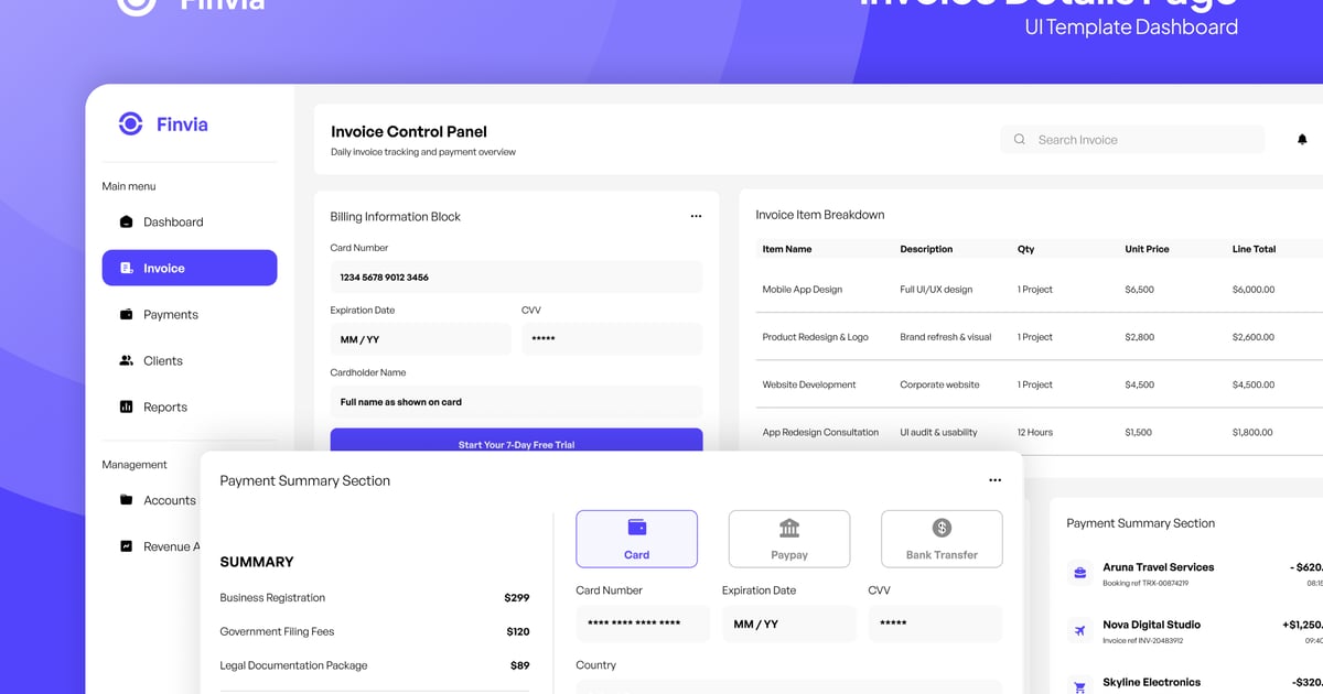 Finvia – 发票详情页面