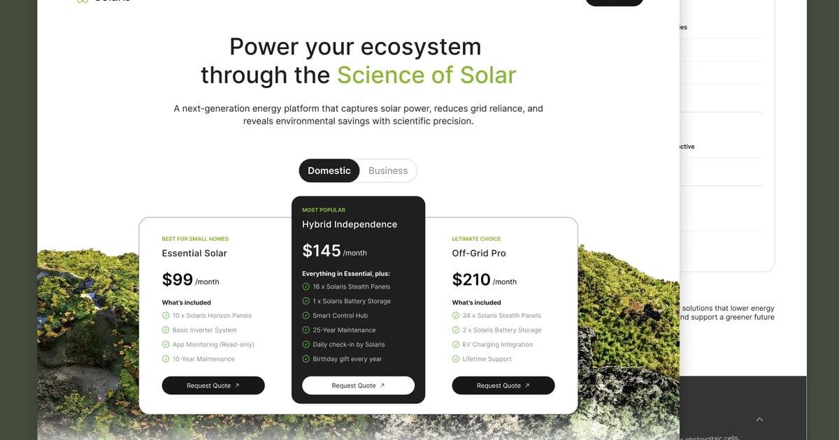 Greentech 定价页面