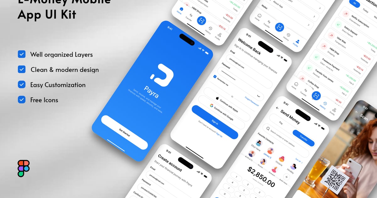 电子货币移动应用用户界面套件