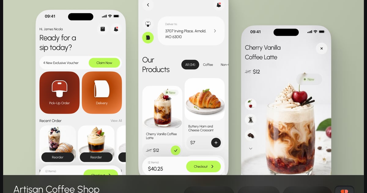 手工咖啡店订购和配送应用程序