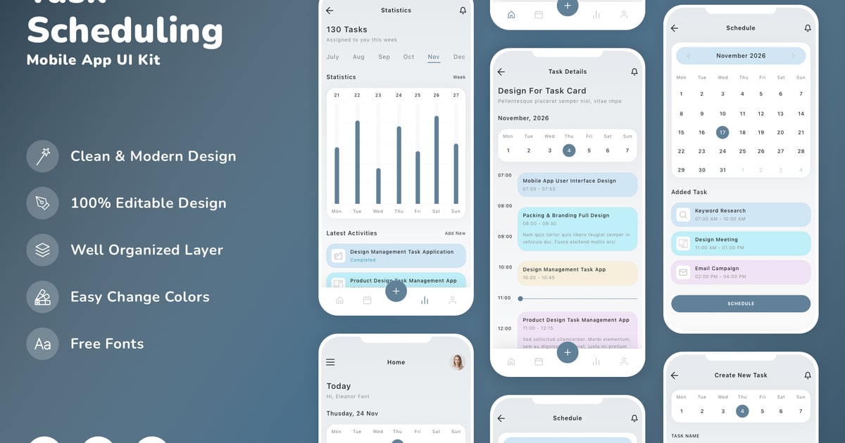任务调度移动应用 UI 套件