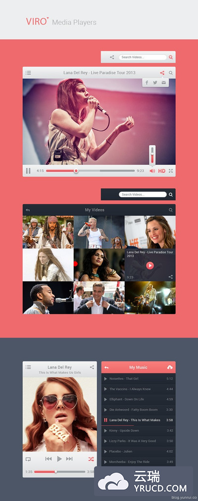 Viro媒体播放器界面PSD下载