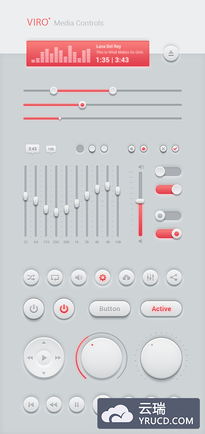 Viro 媒体播放器控件UI设计PSD下载