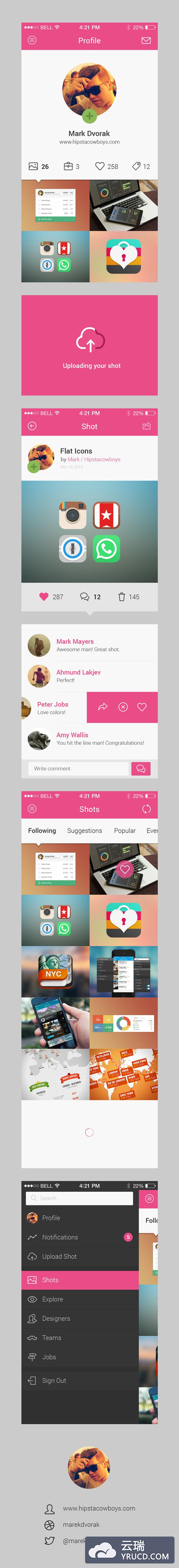 Dribbble 社交类App 概念版套装 PSD下载