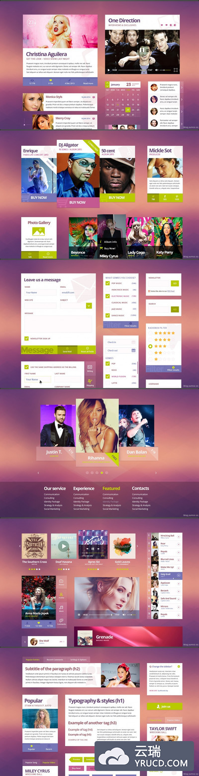 流行音乐界面设UI工具包PSD（Funky Tunes UI KIT）