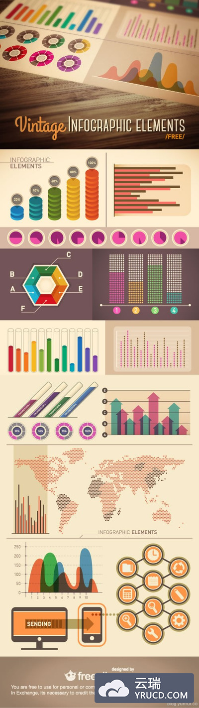 独家免费下载：复古元素信息统计图表