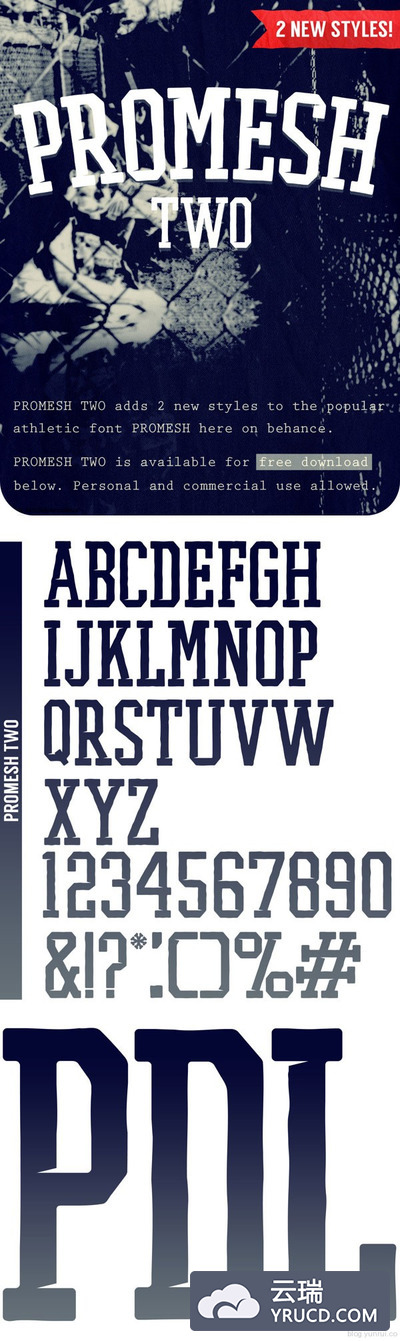 PROMESH TWO运动风格的免费字体下载