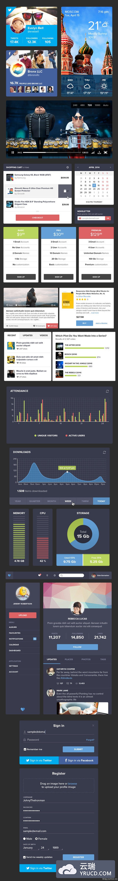 深色的手机APP模板框架PSD下载