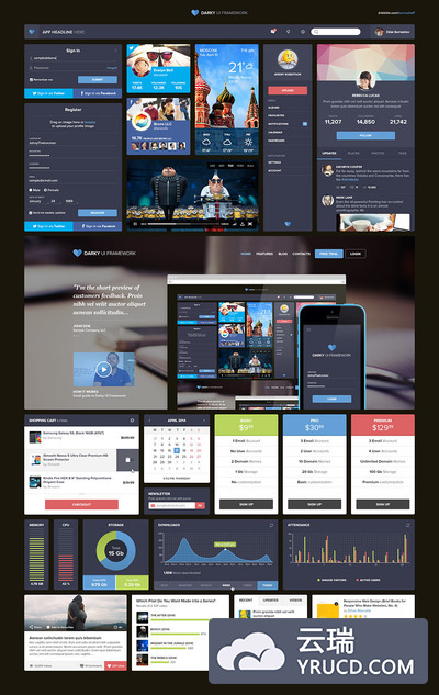 深色垂直电商手机APP模板PSD套装下载