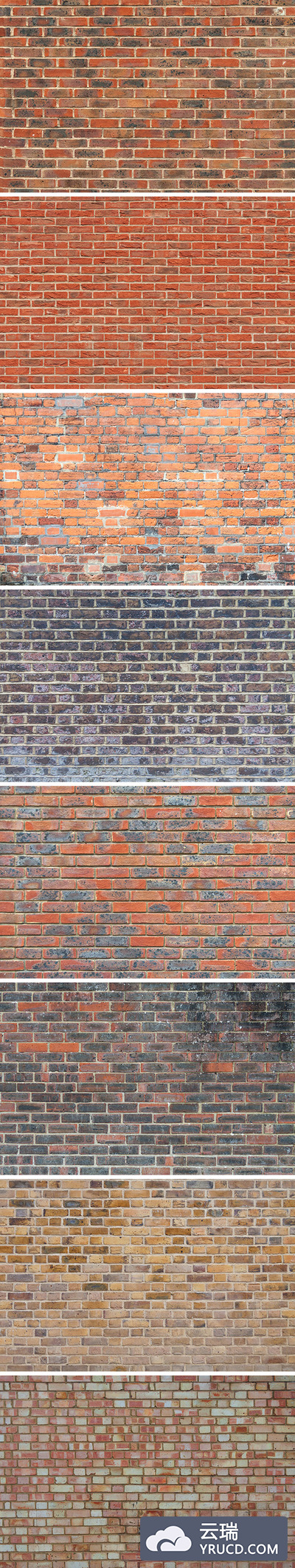8个高分辨率真实的砖墙纹理的集合
