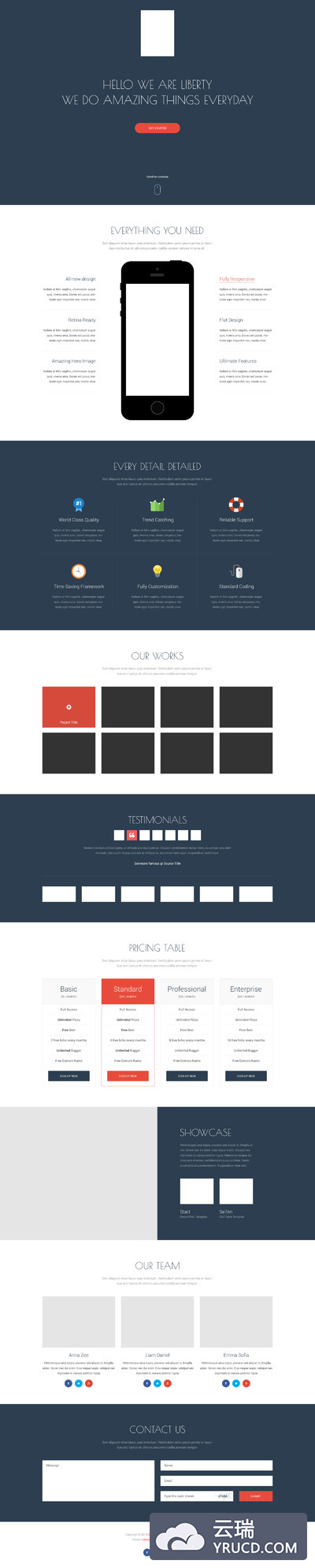 liberty本年度最佳单页框架模板psd下载