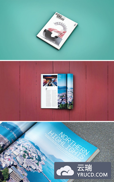 3个超写实的杂志书籍设计展示模型PSD下载
