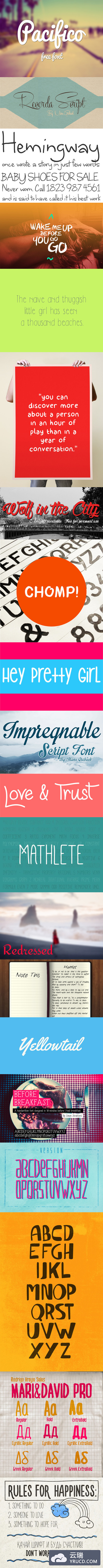 20个令人惊奇并免费的手写设计字体下载