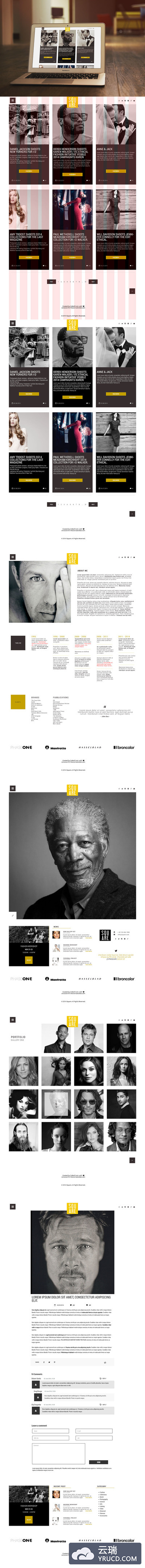 方形的极简主义风格网页设计模板套装PSD下载