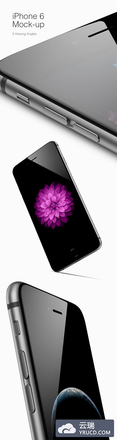 高品质的iPhone 6展示模型PSD（3种角度）下载