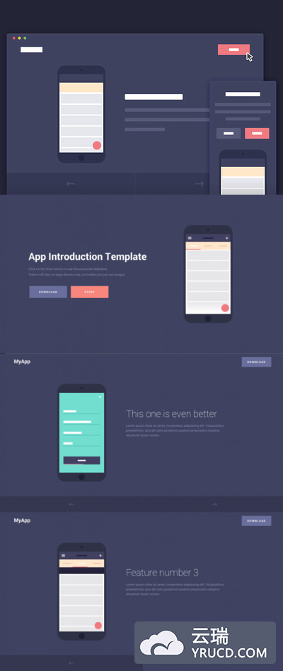 移动app介绍页面的特效html5模版下载