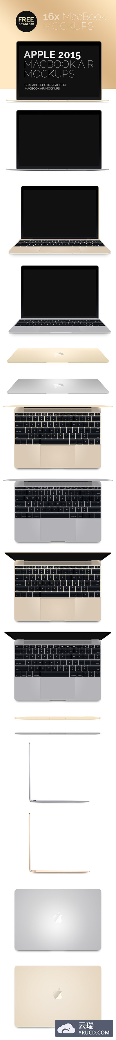 MacBook Air 2015 多方位展示模型PSD打包下载