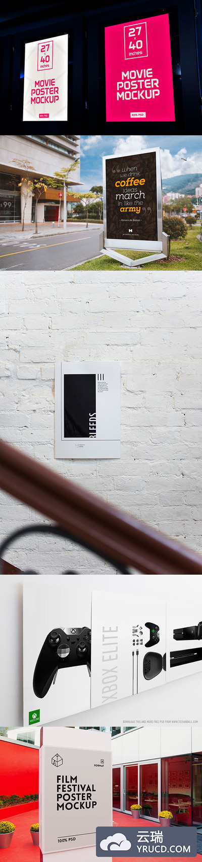 5款新鲜的时尚海报展示模型PSD下载