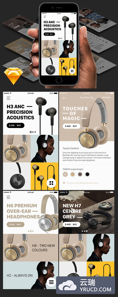 Bang & Olufsen 电子商务概念APP下载［Sketch版］