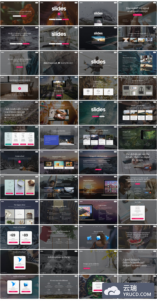 设计规范又完美的Slides滚屏版网页设计模版框架下载