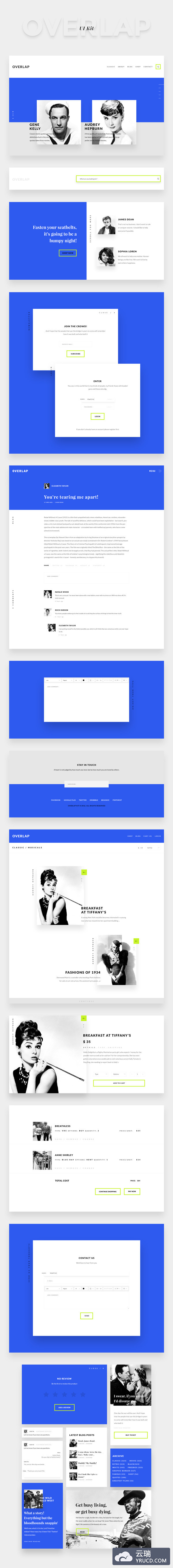 蓝色简约的WEB界面套装打包下载［PSD＋AI］