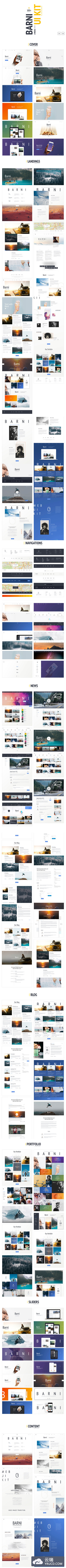 [VIP上线福利一]Web UI PSD&Skecth素材库Barni UI Kit For Media
