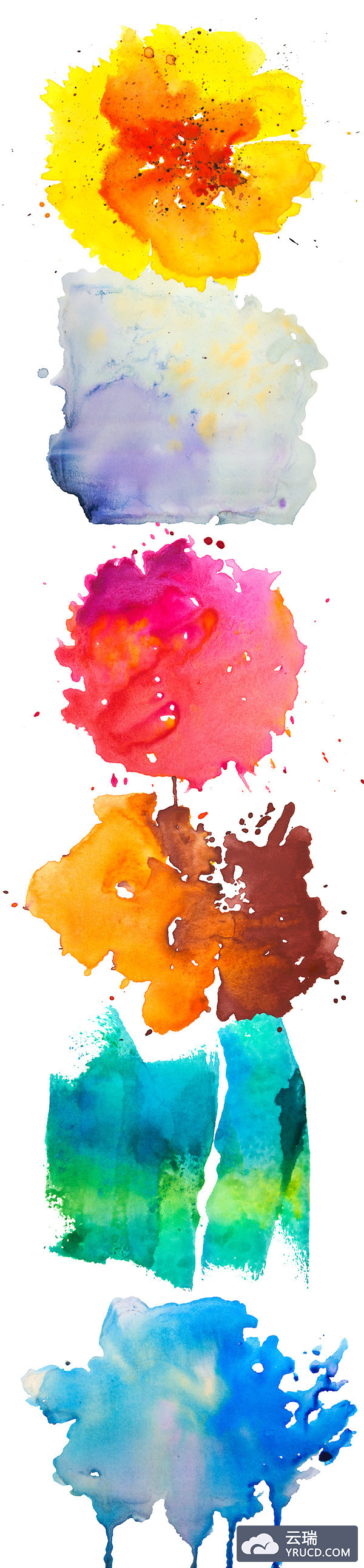 ［免费］6个完美的水彩素材背景纹理素材打包下载