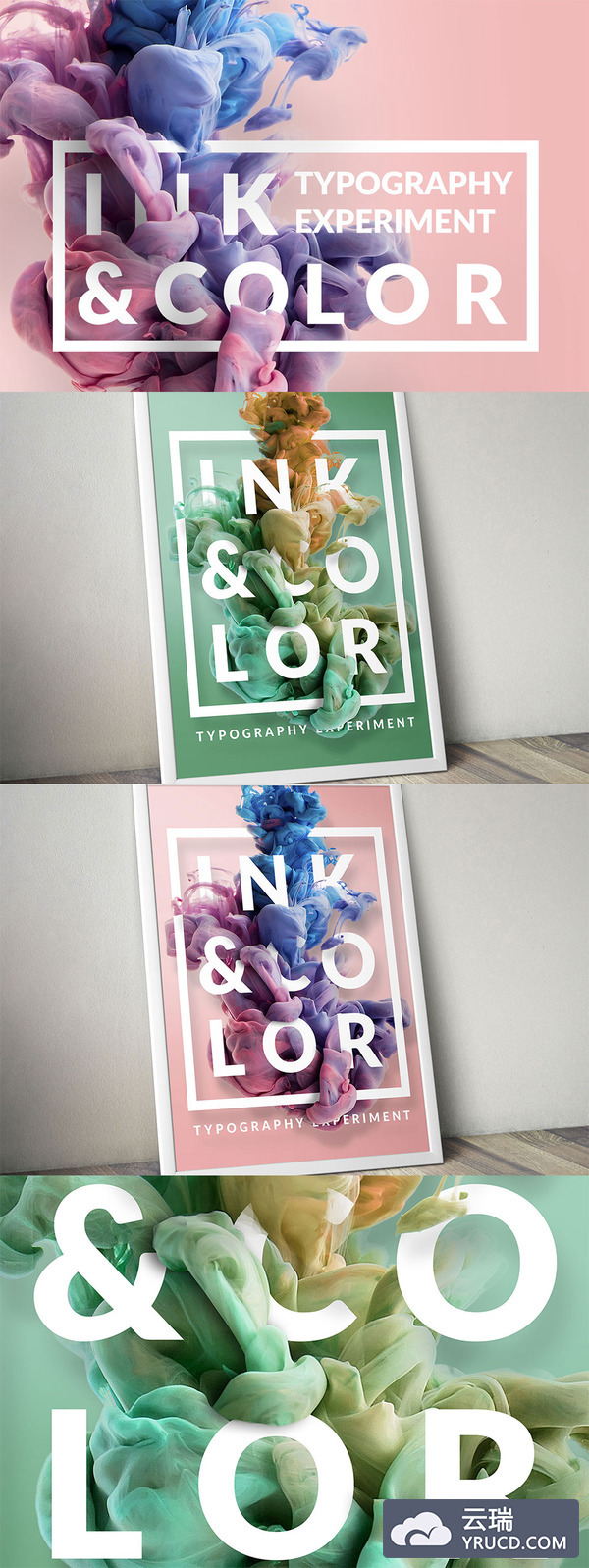 墨水特效海报展示模型PSD套装下载