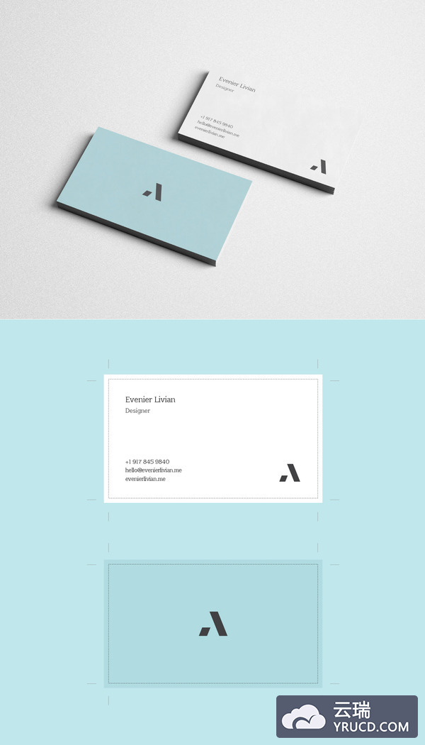 清新时尚的极简主义名片模版下载［ai格式］