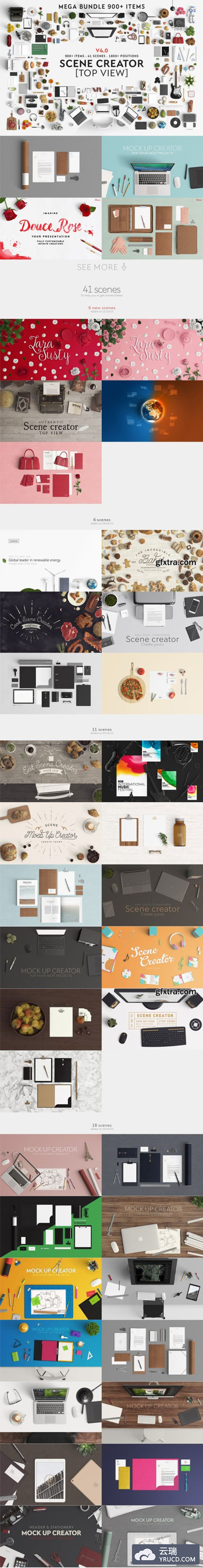 展示场景kit:顶部视角的展示场景(Mockups)素材工具包下载[PSD,6.37GB]