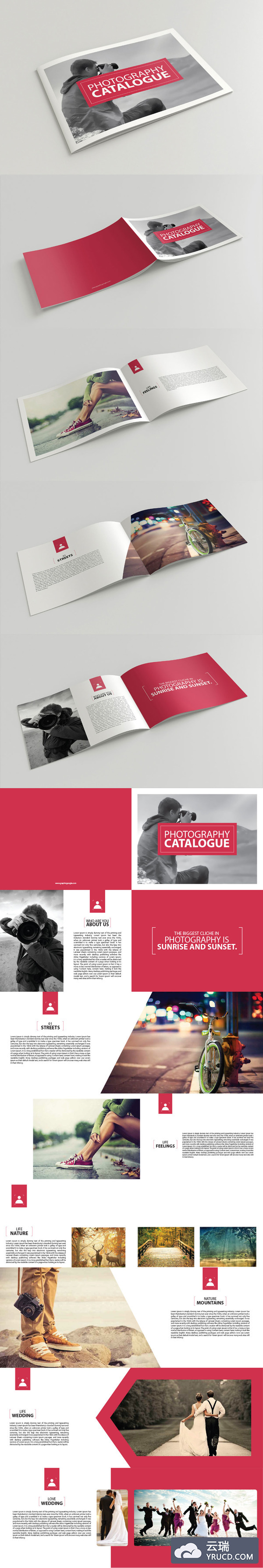 free:时尚的宽版画册排版设计模版下载［ai格式］