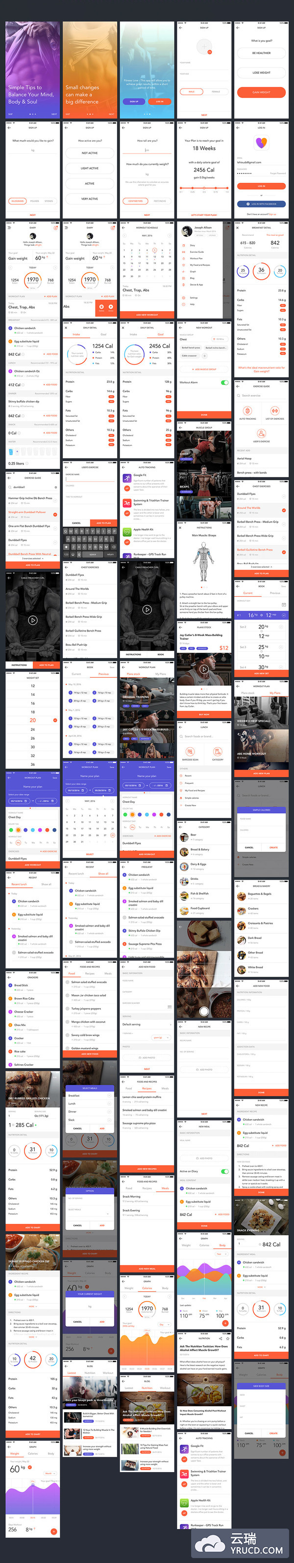 运动健身类APP UI KIT套装下载［PSD,SKetch,XD］