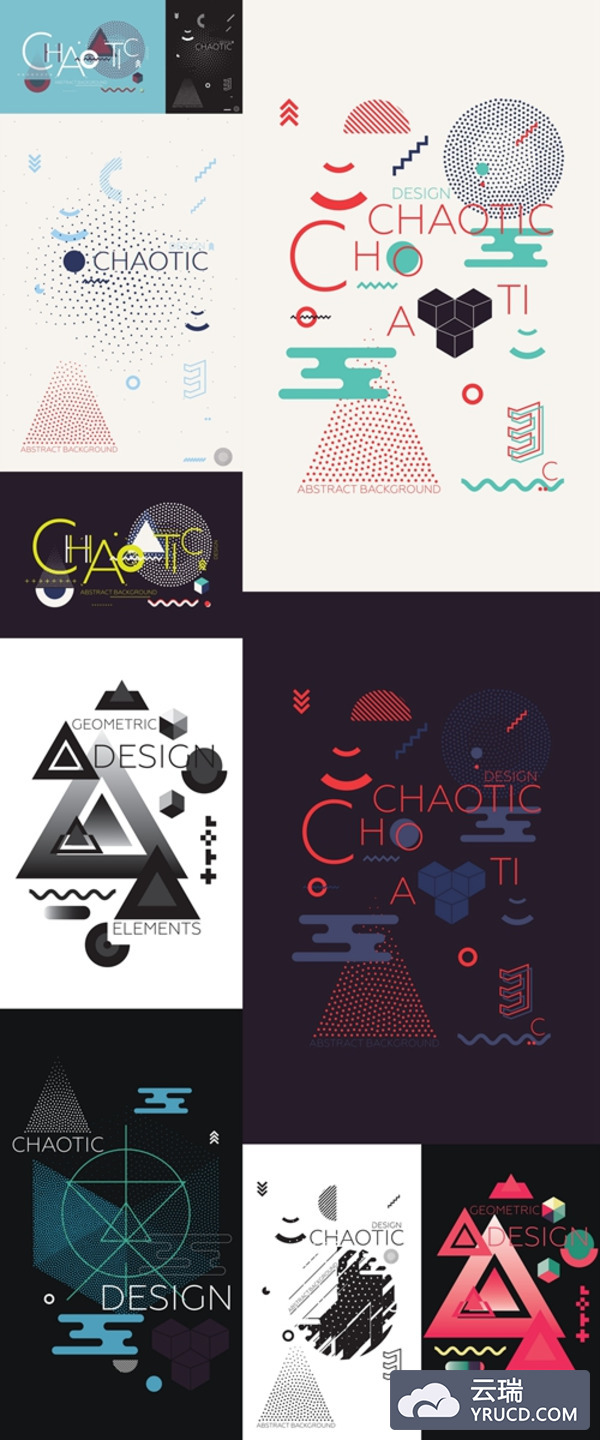 抽象时尚的几何图形类海报素材打包下载［for Ai］