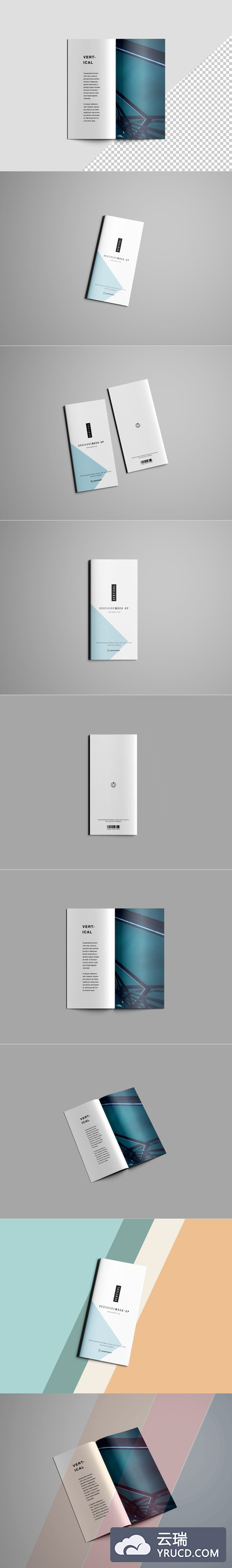 完美的折页册子设计展示模型(Mockups)套装下载(PSD,400MB)