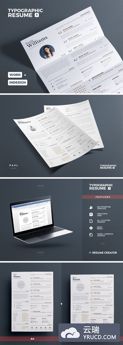 完美排版的简历模版下载［indd,docx］