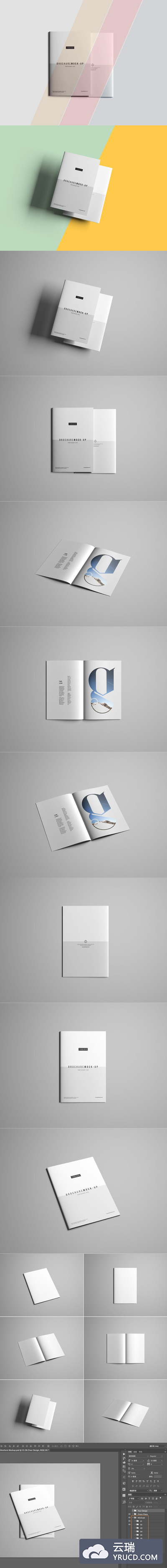 完美简单的多角度画册设计展示模型（Mockup）PSD下载