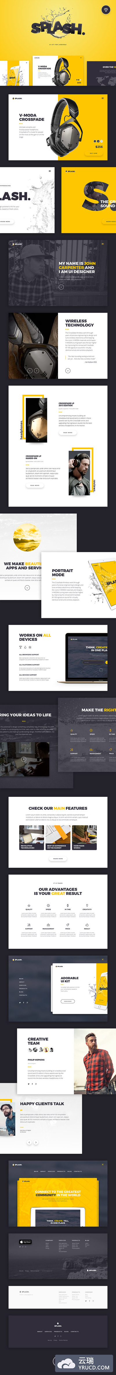 简洁又有视觉冲击力的数码产品单页网站模版下载【for sketch】