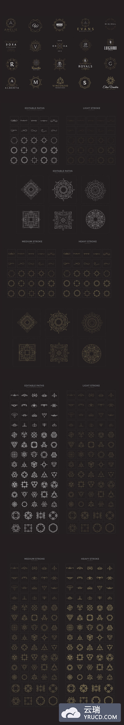 100种logo基础图形纹理素材打包下载[for ai]