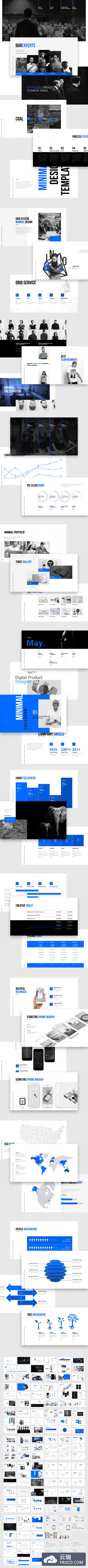 删格化的极简主义PPT模版下载[pptx+key格式]
