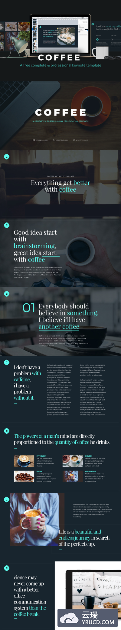 免费的带有咖啡香味的Keynote模版下载[.key]