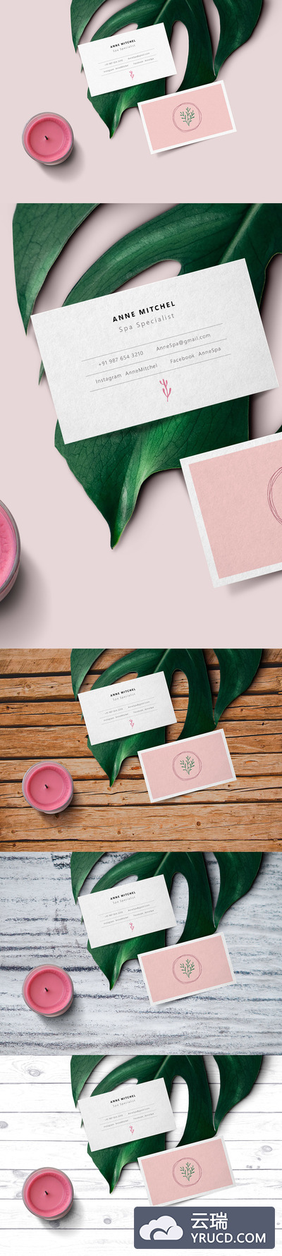 一套精美的名片设计展示模型Mockup PSD下载[适合美容行业]